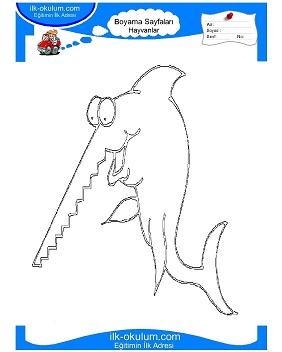 Çocuklar İçin Köpek Balığı Boyama Sayfaları 